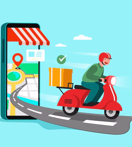 delivery staff ride motorcycles shopping concept 1150 34879
